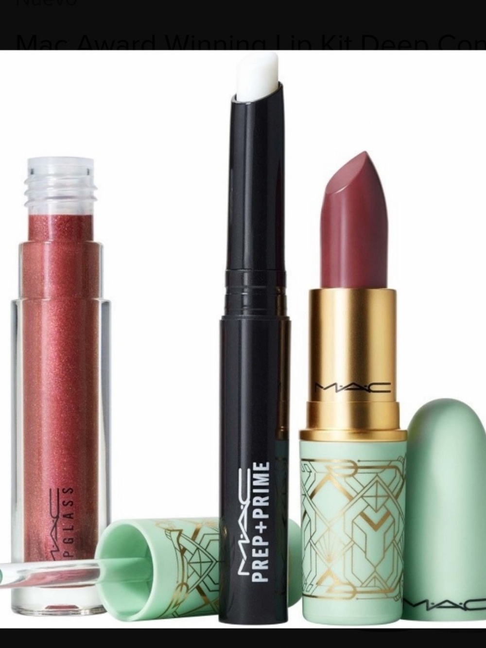 MAC Cosmetics Red Shimmer Lip Gloss in Mint-Gold Tube